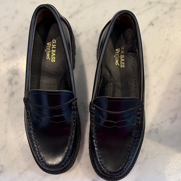 ANTHROPOLOGIE G.H. Bass WEEJUNS Whitney Super Loafer Black Leather Loafers - Picture 7 of 10